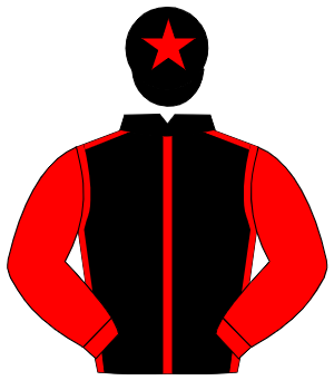 BLACK, red seams, red sleeves, red star on cap