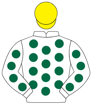 WHITE, dark green spots, yellow cap