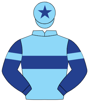 LIGHT BLUE, dark blue hoop, dark blue sleeves, light blue armlet, light blue cap, dark blue star