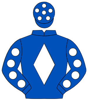 ROYAL BLUE, white diamond, white spots on sleeves, royal blue cap, white spots