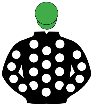 BLACK, white spots, emerald green cap