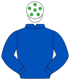 ROYAL BLUE, white cap, emerald green spots