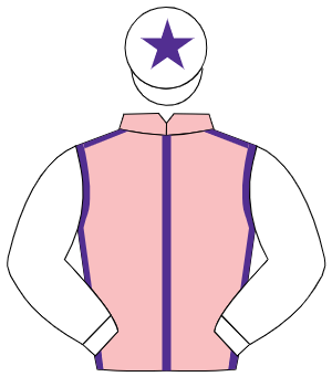 PINK, purple seams, white sleeves, white cap, purple star
