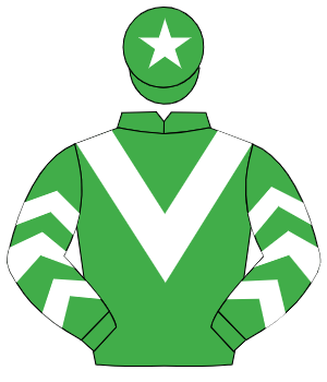 EMERALD GREEN, white chevron, white chevrons on sleeves, white star on cap