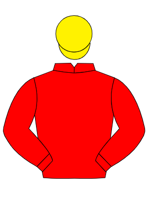 FLAME RED, old gold collar, cuffs & cap