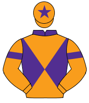 PURPLE & ORANGE DIABOLO, orange sleeves, purple armlet, orange cap, purple star                                                                       