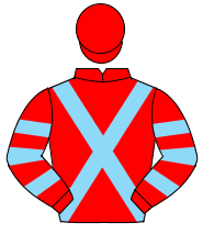RED, light blue cross sashes, hooped sleeves, red cap                                                                                                 