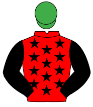 RED, black stars, black sleeves, green cap                                                                                                            