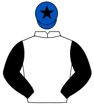 WHITE, black sleeves, royal blue cap, black star                                                                                                      
