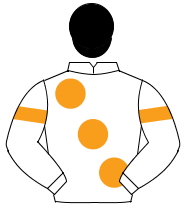 WHITE, large orange spots & armlet, black cap                                                                                                         