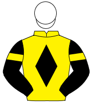 YELLOW, black diamond, black sleeves, yellow armlet, white cap                                                                                        
