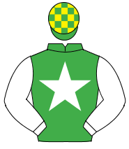 EMERALD GREEN, white star & sleeves, em. green & yellow check cap                                                                                     