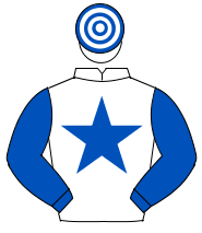 WHITE, royal blue star & sleeves, hooped cap                                                                                                          