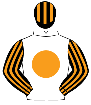WHITE, orange disc, black & orange striped sleeves & cap                                                                                              