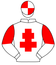 WHITE, red cross of lorraine, halved sleeves, quartered cap                                                                                           