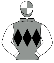 GREY, black triple diamond, white sleeves, grey & white quartered cap                                                                                 