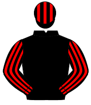 BLACK, red striped sleeves & cap                                                                                                                      