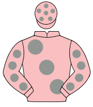 PINK, large grey spots, grey spots on sleeves & cap                                                                                                   