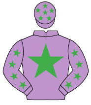 MAUVE, emerald green star, emerald green stars on sleeves, mauve cap, emerald green stars                                                             