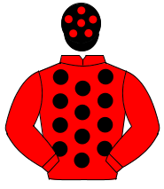 RED, black spots, red sleeves, black cap, red spots                                                                                                   