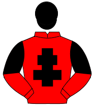RED, black cross of lorraine, halved sleeves, black cap                                                                                               
