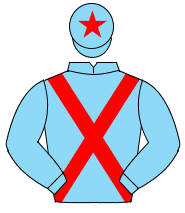 LIGHT BLUE, red cross sashes, red star on cap                                                                                                         