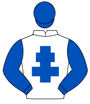 WHITE, royal blue cross of lorraine & sleeves, royal blue cap                                                                                         