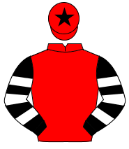 RED, black & white hooped sleeves, red cap, black star                                                                                                