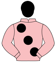 PINK, large black spots, black cap                                                                                                                    