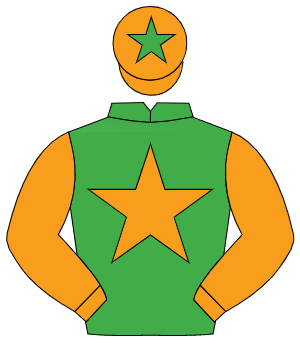 EMERALD GREEN, orange star & sleeves, orange cap, emerald green star                                                                                  
