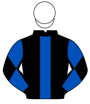BLACK, royal blue panel, diabolo on sleeves, white cap                                                                                                
