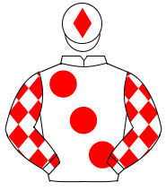 WHITE, large red spots, red diamonds on sleeves, red diamond on cap                                                                                   