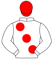 WHITE, large red spots, red cap                                                                                                                       