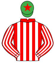 RED & WHITE STRIPES, emerald green cap, red star                                                                                                      