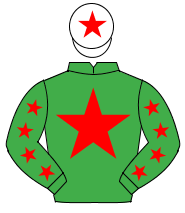 EMERALD GREEN, red star, red stars on sleeves, white cap, red star                                                                                    