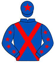 ROYAL BLUE, red cross sashes, red stars on sleeves, red star on cap                                                                                   