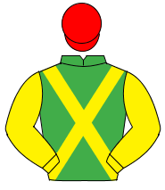 EMERALD GREEN, yellow cross sashes & sleeves, red cap                                                                                                 