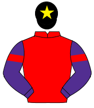RED, purple sleeves, red armlet, black cap, yellow star
