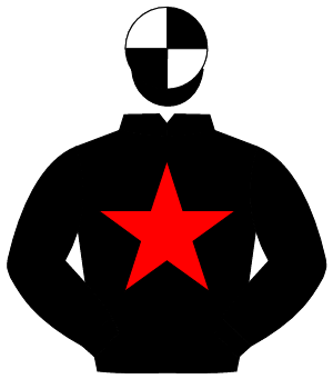 BLACK, red star, black & white quartered cap                                                                                                          