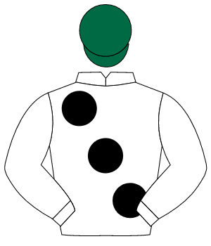 WHITE, large black spots, dark green cap                                                                                                              