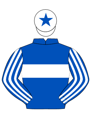 ROYAL BLUE, white hoop, striped sleeves, white cap, royal blue star