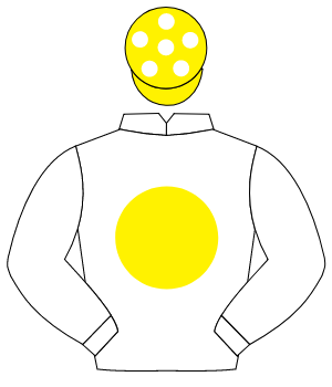WHITE, yellow disc, yellow cap, white spots                                                                                                           