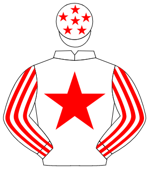WHITE, red star, striped sleeves, white cap, red stars                                                                                                