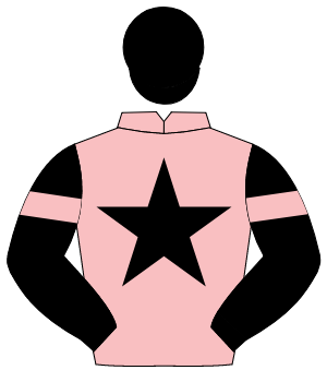 PINK, black star, black sleeves, pink armlet, black cap