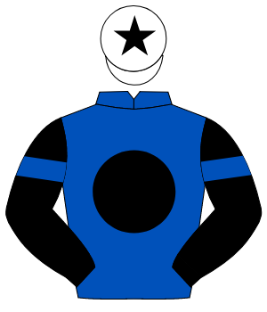 ROYAL BLUE, black disc, black sleeves, royal blue armlet, white cap, black star                                                                       