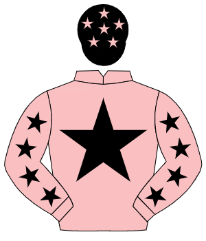 PINK, black star, black stars on sleeves, black cap, pink stars                                                                                       