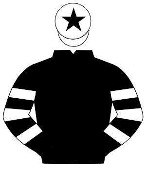 BLACK, black & white hooped sleeves, white cap, black star