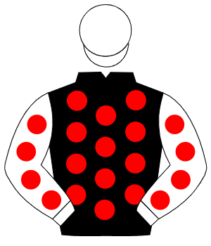 BLACK, red spots, white sleeves, red spots, white cap                                                                                                 