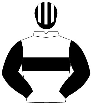 WHITE, black hoop, black sleeves, black & white striped cap