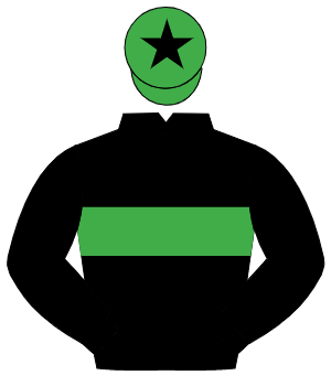 BLACK, emerald green hoop, black sleeves, emerald green cap, black star